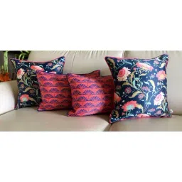 TARA Sparkling Homes Hawaiian Paradise Blue Polycotton Printed Cushion Cover-image-62