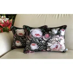 TARA Sparkling Homes Gardens of Florence Black Polycotton Printed Cushion Cover-image-63