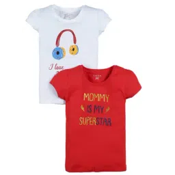 Plum Tree Kids Red & White Embellished T-Shirt (Pack Of 2)-image-64