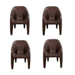 RW REST WELL Turbo BrownModern Matte Wooden Look Plastic Chair (Set of 4 )-image-8