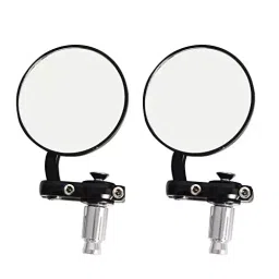 Biroller BRBSMB2 Side Mirror Handlebar Mount Aluminium Glass Universal Fit for Motorcycle (Pack of 2)-2