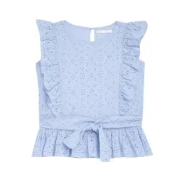 Elle Kids Blue Self Design Top-image-92