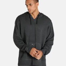 Puma Black Cotton Regular Fit Self Pattern Hooded Sweatshirt-image-49