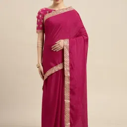 Satrani Magenta Embellished Saree With Unstitched Blouse-image-79