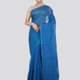 Pinkloom Blue Woven Saree-image-3