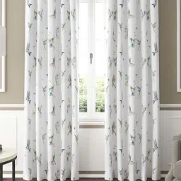 GM Meadow Prints Grommet White Cotton 7 Ft. Door Curtain - Set of 2-17