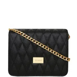 KLEIO Black Quilted Medium Sling Handbag-20