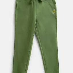 Campana Kids Olive Green Cotton Regular Fit Joggers-image-101