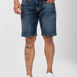 Spykar Vintage Blue Cotton Regular Fit Denim Shorts-image-30