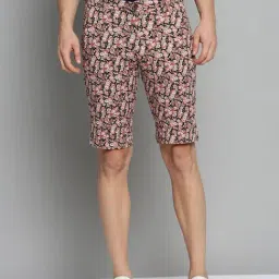 SHOW OFF Peach Cotton Regular Fit Printed Shorts-picture-14