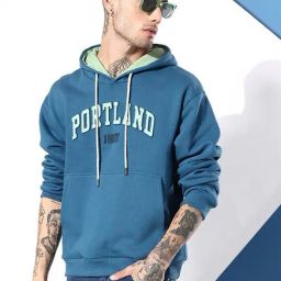 Dillinger Blue Loose Fit Printed Hooded Sweatshirt-picture-30