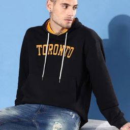 Dillinger Black Loose Fit Printed Hooded Sweatshirt-image-80