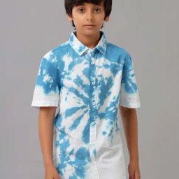 Under Fourteen Only Kids Navy & White Cotton Printed Shirt-image-65