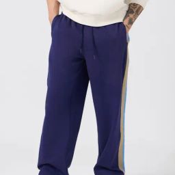 The Souled Store Blue Cotton Loose Fit Colour Block Trackpants-image-2