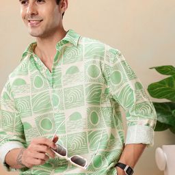 Mast & Harbour Relaxed Fit Opaque Tropical Printed Pure Cotton Casual Shirt-image-39