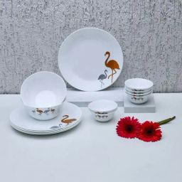 @home by Nilkamal White Opalware Arias Tiara Ornate Charms Dinner Set - Set of 14-image-72