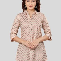 Saree Swarg Beige Printed Short Kurti-image-30