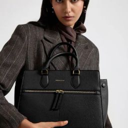 Miraggio Callie Black Textured Medium Satchel-image-72