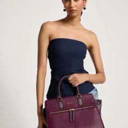 Miraggio Callie Wine Textured Medium Satchel-38
