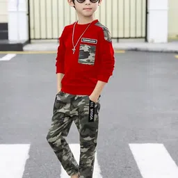Sagar Impex Boys Red Cotten Blended T-shirt With Trousers Clothing Set-picture-49