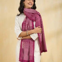 Fabindia Purple Geometric Stole-40