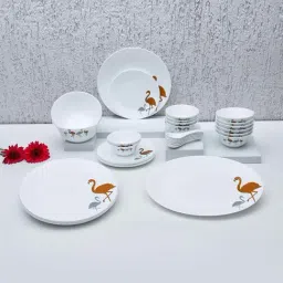 @home by Nilkamal White Opalware Arias Tiara Ornate Charms Dinner Set - Set of 33-image-23