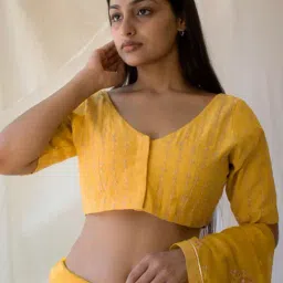 Tatwa Designs Mustard Rohini Zari Chanderi Blouse-image-76