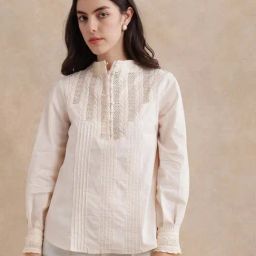 RAREISM Beige Cotton Solid Long Sleeves Top-picture-38