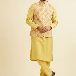 Manyavar Straight Kurta and Trousers with Embroidered Jacket-image-26