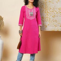 Globus Pink Embroidered Kurta-picture-29