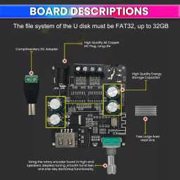 amicisound Mini Wireless Amplifier 100 W+100 W Dual Channel DC 5-26V DIY Speaker Black image 3