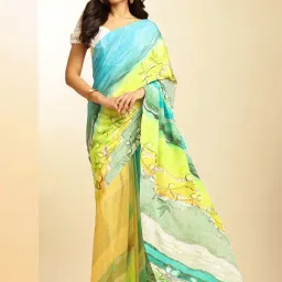 navyasa by liva Multicolor Printed Saree With Unstitched Blouse-image-99