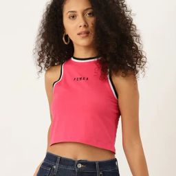 FEMEA Pink Cotton Graphic Print Tank Top-picture-30
