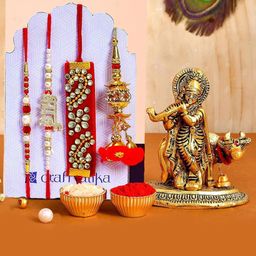 CraftVatika 7-Pcs Rakhi With Showpiece &Tilak With GreetingCard-image-18