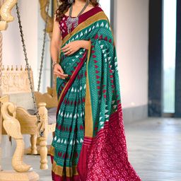 AMRUTKALA SAREES Geometric Printed Pure Cotton Block Print Saree-picture-9