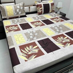Pure Decor Maroon & Yellow Floral 200 TC Queen Bedsheet with 2 Pillow Covers-image-33