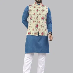 Leipzig Fashion Men Floral Printed Regular Kurta with Pyjamas-picture-10