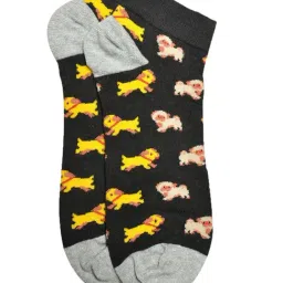 Soxytoes Black Printed Cotton Socks-41