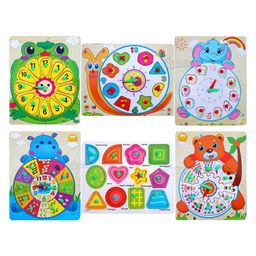 Toyshine Wooden Toddler Clocks and Shapes Knobbed Puzzles - 72 Pieces-image-11
