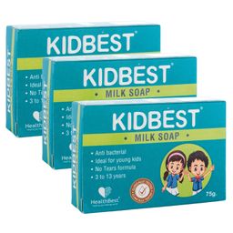 HealthBest Kidbest Milk Soap Anti-Bacterial Tear Free Pack of 3 - 75 g Each-image-72