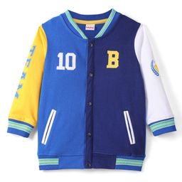 Babyhug Cotton Knit Full Sleeves Bomber Style Sweatjacket With Text Graphics - Navy Blue-picture-10