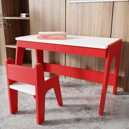 Riyan Luxiwood Lilly Kids Study Table with Chair White & Red-image-63
