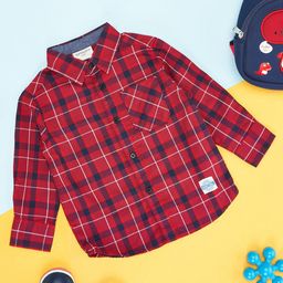 Pantaloons Baby Full Sleeves Checked Shirt - Red-image-49