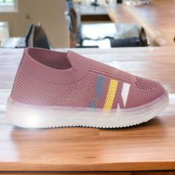 Lil Lollipop Mesh Detailed Striped Design Slip On LED Shoes - Mauve-image-74