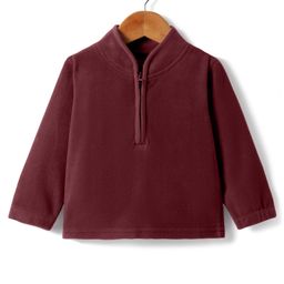 Kanvin Fleece Woven Full Sleeves Solid Colour Sweatjacket - Maroon-image-94