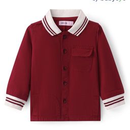 Babyoye Cotton Woven Full Sleeves Solid Colour Shirt - Dark Red-image-44