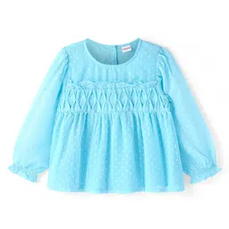 Babyhug Rayon Woven Full Sleeves Printed Top - Light Blue-picture-17