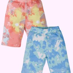 Kiddopanti Pack Of 2 Tie Dye Cycling Shorts - Orange Yellow Green & Blue-image-57