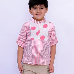 BownBee Cotton Full Sleeves Striped Shirt - Pink-picture-36