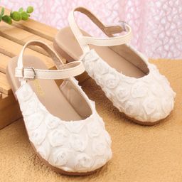 Babyoye Velcro Closure Ballerina with Floral Applique - White-picture-12